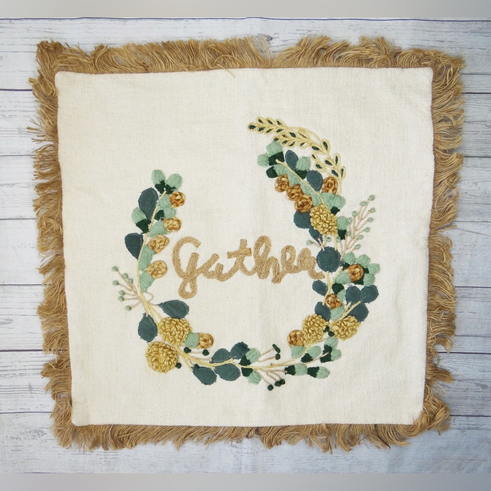 Magaschoni Home Decorative Pillow Case "Gather" w/Jute Style 20”x20”